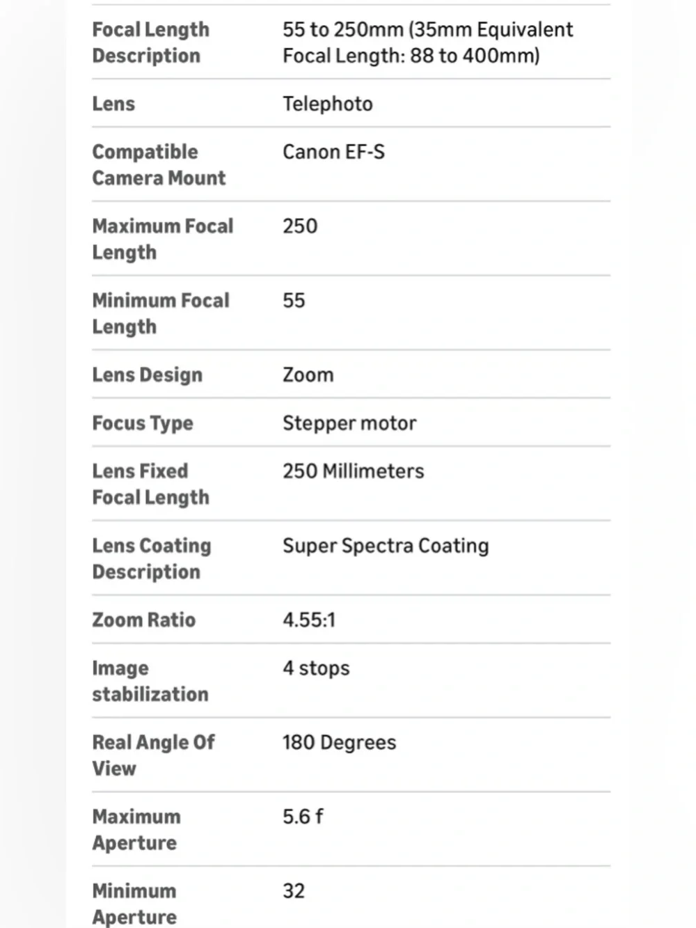 Canon 55-250mm EF-S IS II Telephoto Zoom Lens - Black